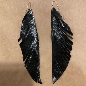 Leather Feather Earrings